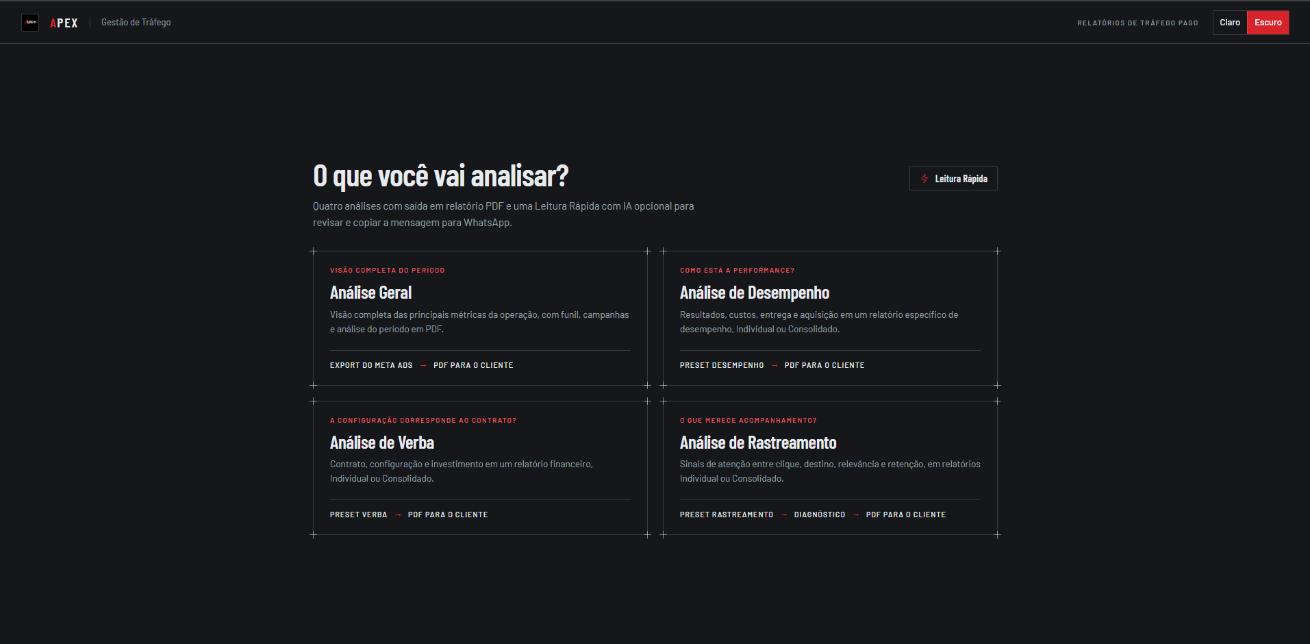 Tela do projeto Apex Acelera | Reports