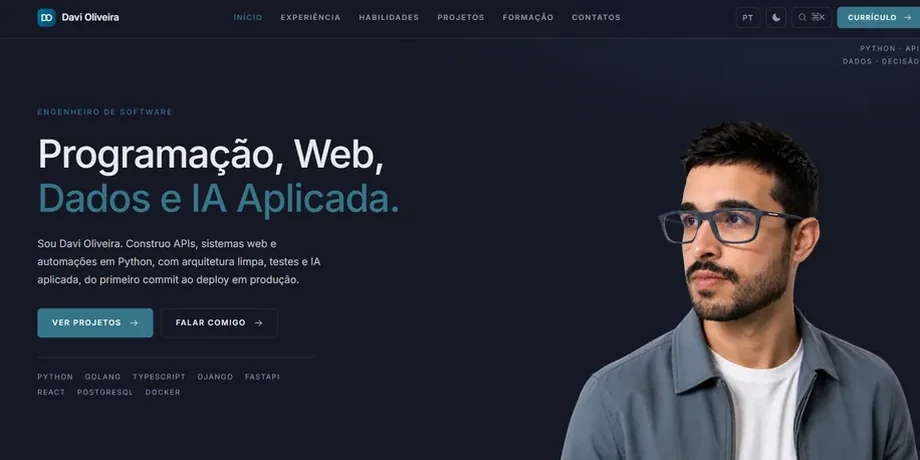 Tela do projeto Portfólio Pessoal